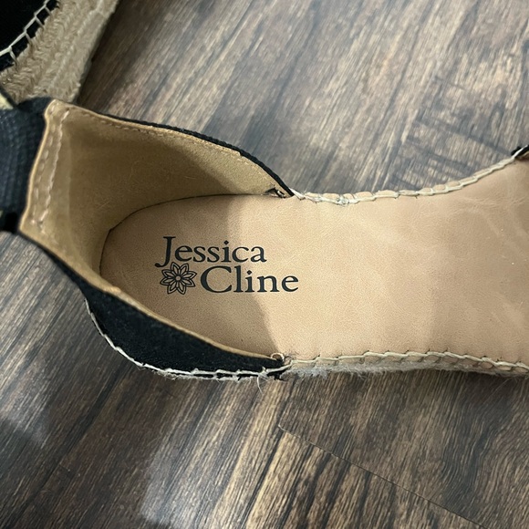 Size 8.5 Jessica Cline Ankle Strap Wedge - Black - Picture 4 of 5